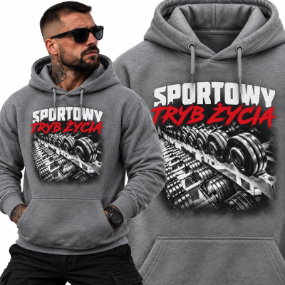 BLUZA Z KAPTUREM NA SIŁOWNIĘ  SPORTOWY TRYB ŻYCIA
